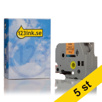 Varumärket 123ink ersätter Brother TZe-B51 | svart text - neonorange tejp | 24mm x 5m | 5st TZeB51C 650683