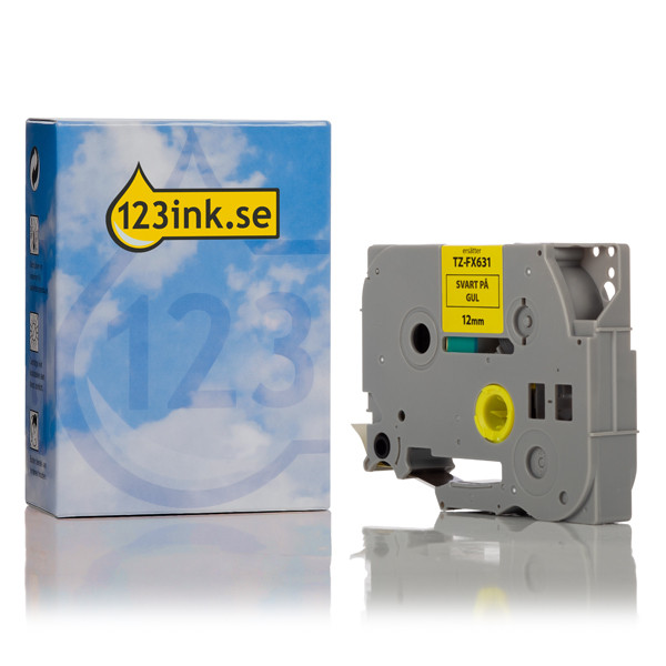 Varumärket 123ink ersätter Brother TZe-FX631 | Flexi ID | svart text - gul märkband  | 12mm x 8m 080829 - 1