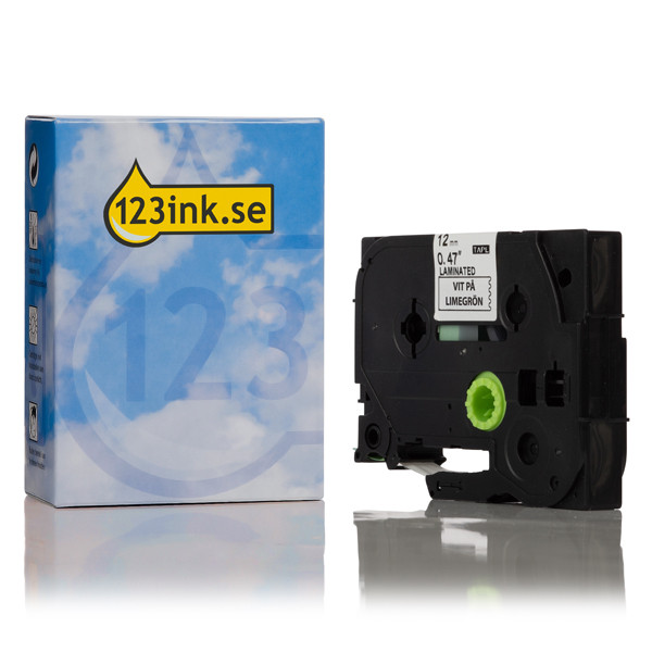 Varumärket 123ink ersätter Brother TZe-MQG35 | vit text - limegrön tejp | 12mm x 5m TZeMQG35C 080395 - 1