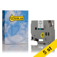 Varumärket 123ink ersätter Brother TZe-S221 | svart text - vit tejp | 9mm x 8m | 5st