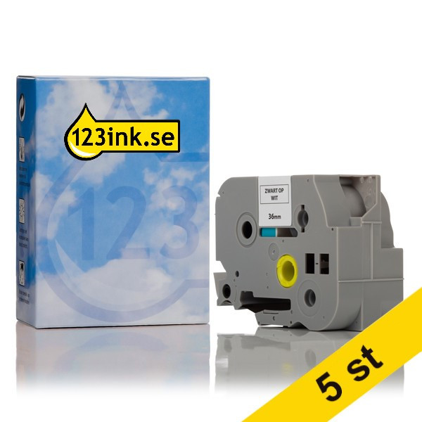 Varumärket 123ink ersätter Brother TZe-S261 | svart text - vit tejp | 36mm x 8m | 5st TZeS261C 650642 - 1