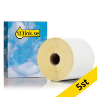 Varumärket 123ink ersätter Brother BDE-1J000102-102 etiketter | svart text - vit etikett | 102mm x 56,4m | 5st
