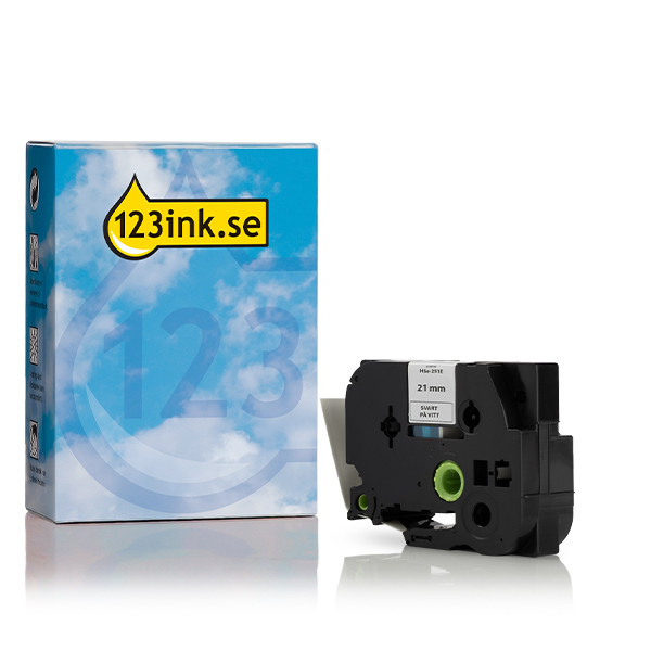 Varumärket 123ink ersätter Brother HSe-251E krympslang  | svart text - vit märkband  | 21mm 089259 - 1