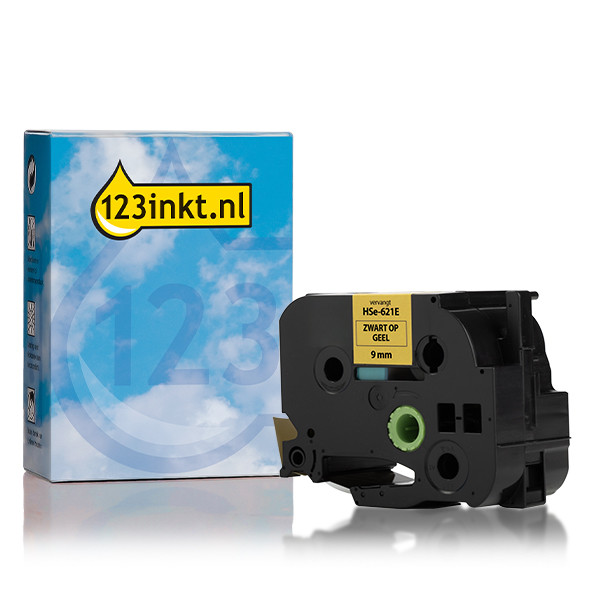 Varumärket 123ink ersätter Brother HSe-621E krymptejp | svart text - gul tejp | 9mm 350639 - 1