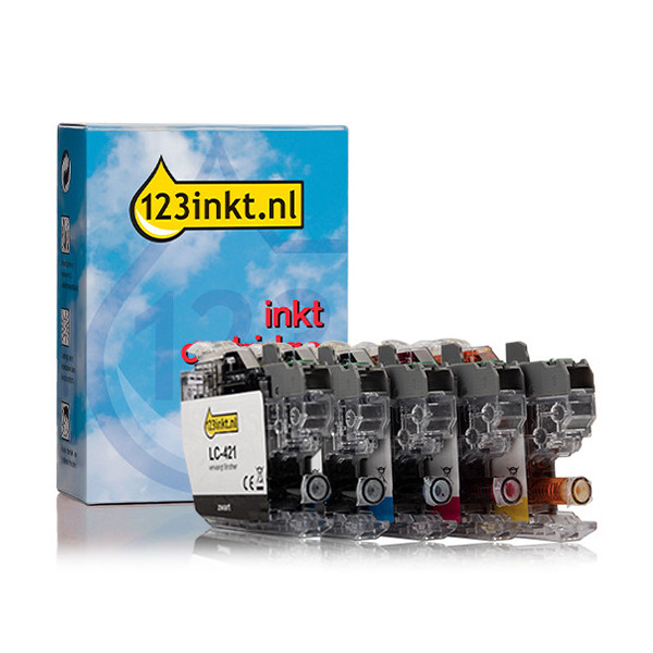 Varumärket 123ink ersätter Brother LC421 BK/C/M/Y bläckpatron 5-pack 160777 - 1