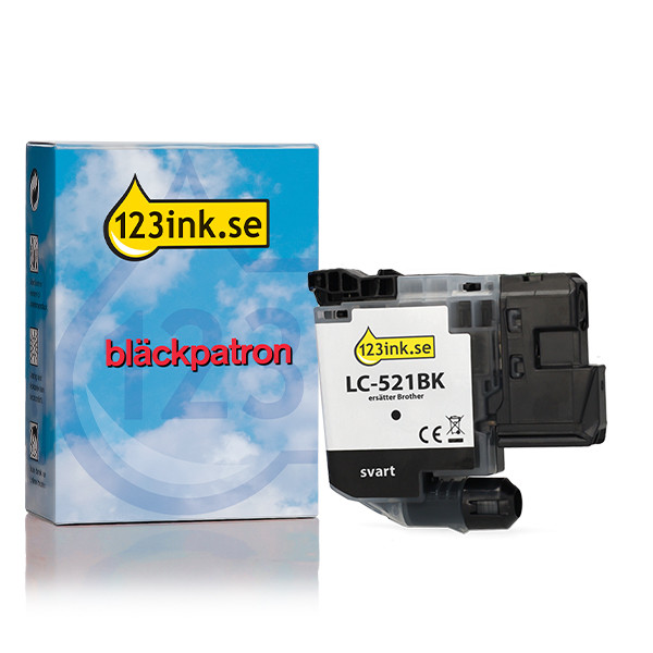 Varumärket 123ink ersätter Brother LC521BK svart bläckpatron 051471 - 1