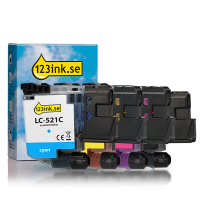 Varumärket 123ink ersätter Brother LC521VAL bläckpatron 4-pack