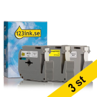 Varumärket 123ink ersätter Brother M-K221BZ+M-K221SBZ+M-K621BZ | svart text - vit/gul tejp | 9mm | 9st MK221BZC MK221SBZC MK621BZC 089299