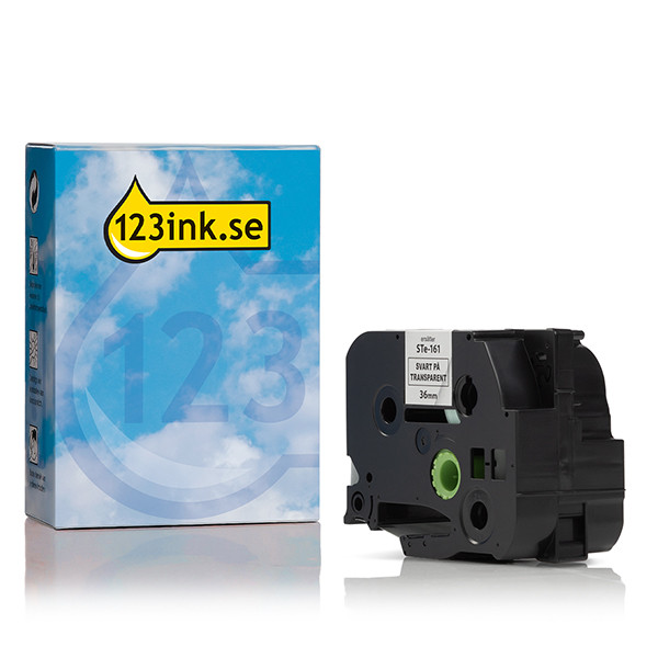 Varumärket 123ink ersätter Brother STe-161 stencilmärkband  | svart text - transparent märkband  | 36mm x 3m 080695 - 1