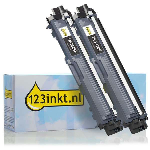Varumärket 123ink ersätter Brother TN-242BK svart toner 2-pack 010075 - 1