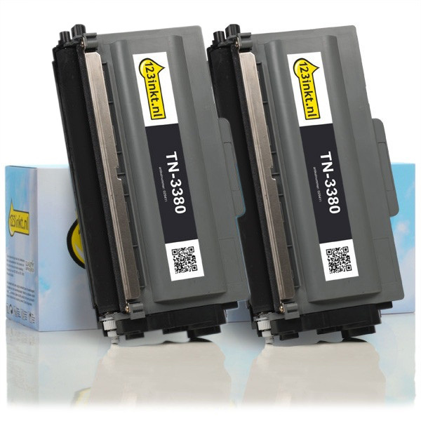 Varumärket 123ink ersätter Brother TN-3380 svart toner hög kapacitet 2-pack 051459 - 1