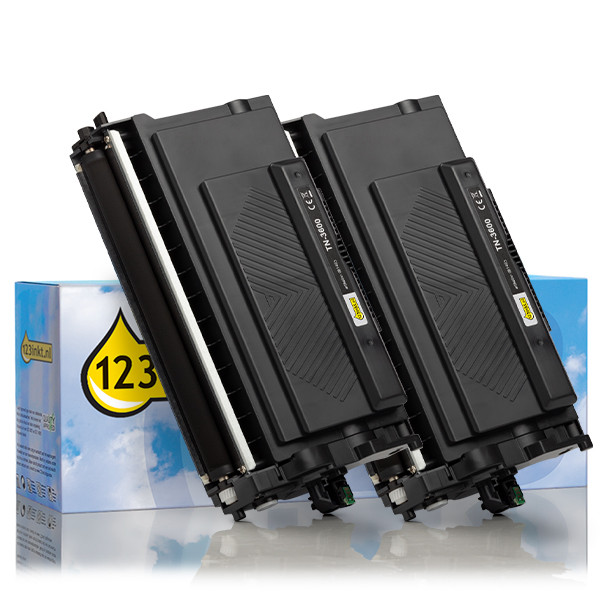 Varumärket 123ink ersätter Brother TN-3600 svart toner 2-pack 183156 - 1