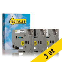 Varumärket 123ink ersätter Brother TZe-211+TZe-111+TZe-315 | svart/vit text - vit/transparent/svart tejp | 6mm x 8m | 9st TZe111C TZe211C TZe315C 089294