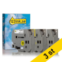 Varumärket 123ink ersätter Brother TZe-241+TZe-641+TZe-141 | svart text - vit/transparent/gul märkband  | 18mm x 8m | 9st 089293