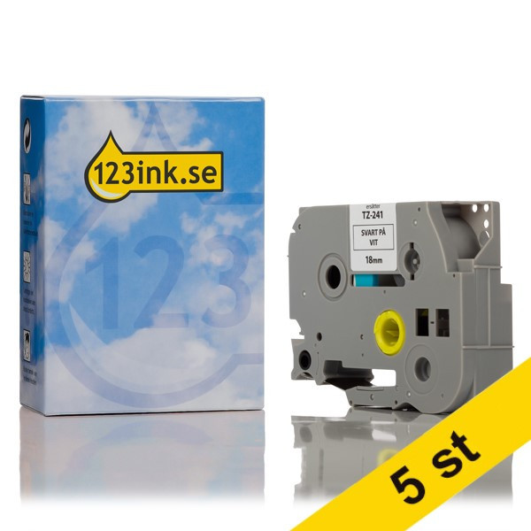 Varumärket 123ink ersätter Brother TZe-241 | svart text - vit märkband | 18mm x 8m | 5st 653075 - 1