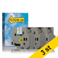 Varumärket 123ink ersätter Brother TZe-251+TZe-651+TZe-355 | svart/vit text - vit/gul/svart märkband  | 24mm x 8m | 9st 089295