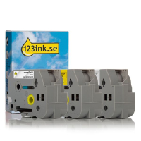 Varumärket 123ink ersätter Brother TZe-261+TZe-661+TZe-161 | svart text - vit/gul/transparent tejp | 36mm x 8m​​​​​​​  350627