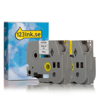 Varumärket 123ink ersätter Brother TZe-FX241+TZe-FX641 | Flexi ID | svart text - vit/gul märkband  | 18mm x 8m 350610
