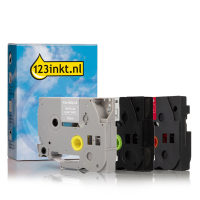 Varumärket 123ink ersätter Brother TZe-MQP35+TZe-MQG35+TZe-MQL35 | vit text - rosa/grön/grå märkband  | 12mm x 5m 350621