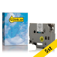 Varumärket 123ink ersätter Brother TZe-N221 icke-laminerad märkband | svart text - vit märkband | 9mm x 8m | 5st