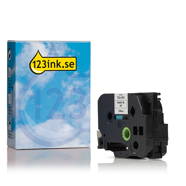 Varumärket 123ink ersätter Brother TZe-SE5 säkerhetsmärkband  | svart text - vit märkband  | 24mm 080557 - 1