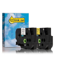 Varumärket 123ink ersätter Brother TZe-SL251+TZe-SL651 | svart text - vit/gul tejp | 24mm x 8m​​​​​​​  350628