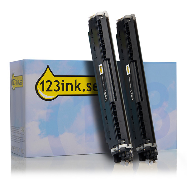 Varumärket 123ink ersätter HP 126A (CE310AD) svart toner 2-pack CE310ADC 132123 - 1
