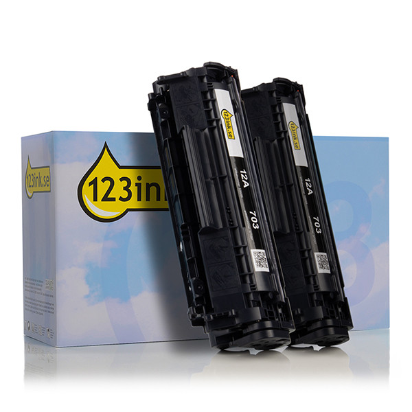 Varumärket 123ink ersätter HP 12AD (Q2612AD) svart toner 2-pack Q2612ADC 132159 - 1