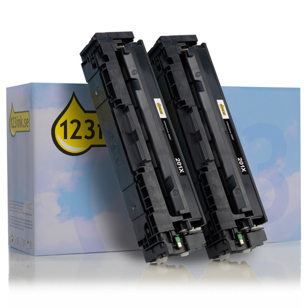 Varumärket 123ink ersätter HP 201X (CF400XD) svart toner 2-pack CF400XDC 132176 - 1