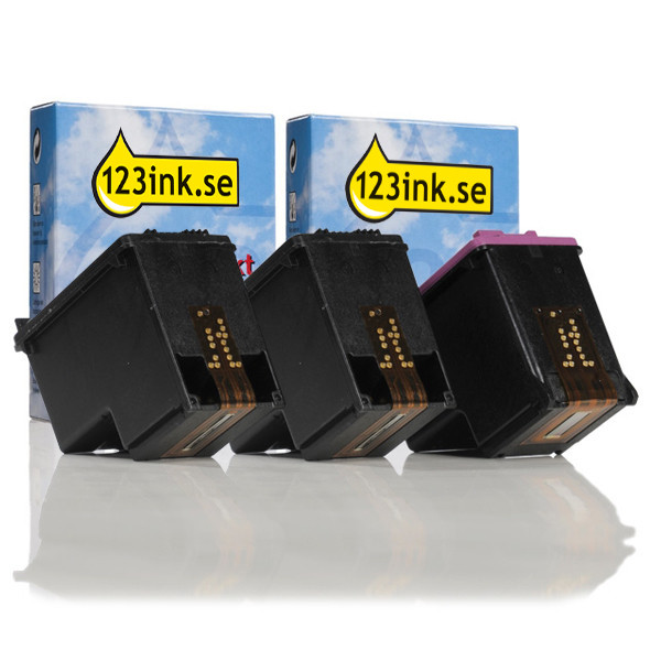 Varumärket 123ink ersätter HP 302XL BK/BK/CMY bläckpatron 3-pack 160694 - 1