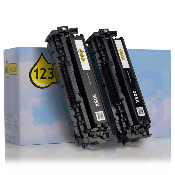 Varumärket 123ink ersätter HP 305X (CE410XD) svart toner 2-pack CE410XDC 054769 - 1