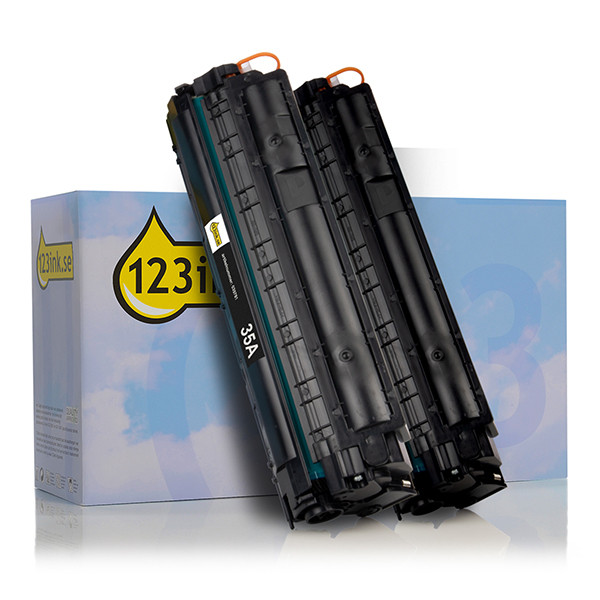 Varumärket 123ink ersätter HP 35AD (CB435AD) svart toner 2-pack CB435ADC 132122 - 1
