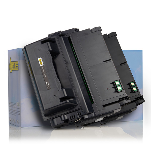 Varumärket 123ink ersätter HP 38D (Q1338D) svart toner 2-pack Q1338DC 132163 - 1