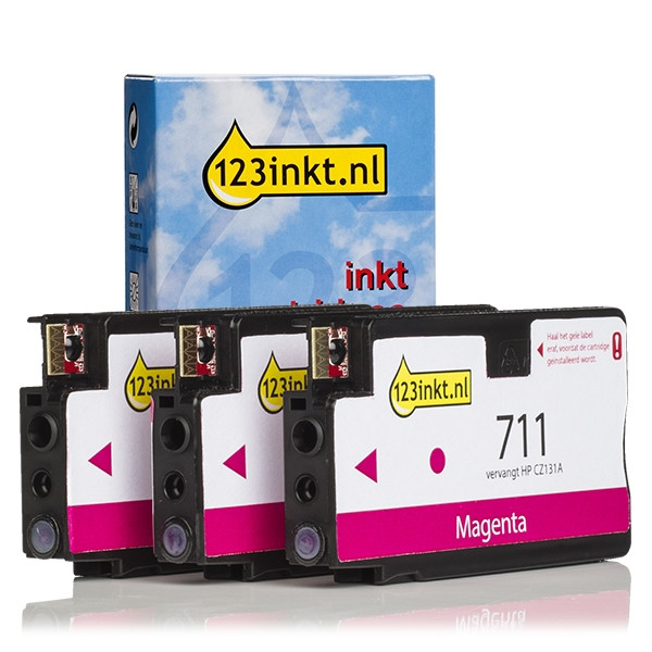 Varumärket 123ink ersätter HP 711 (CZ135A) magenta bläckpatron 3-pack CZ135AC 044207 - 1