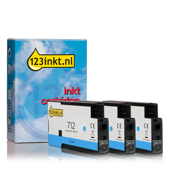 Varumärket 123ink ersätter HP 712 (3ED67A) cyan bläckpatron 3-pack 010085 - 1