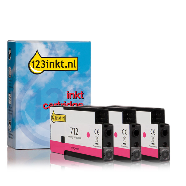 Varumärket 123ink ersätter HP 712 (3ED68A) magenta bläckpatron 3-pack 010087 - 1