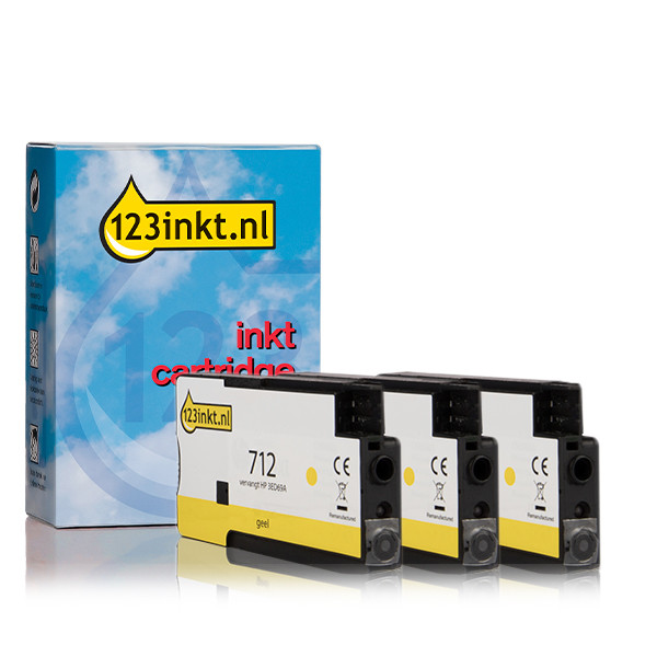Varumärket 123ink ersätter HP 712 (3ED69A) gul bläckpatron 3-pack 010089 - 1