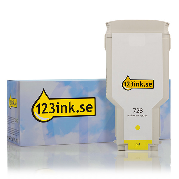 Varumärket 123ink ersätter HP 728 (F9K15A) gul bläckpatron extra hög kapacitet F9K15AC 044503 - 1