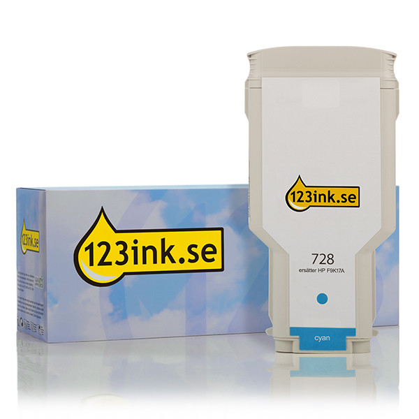 Varumärket 123ink ersätter HP 728 (F9K17A) cyan bläckpatron extra hög kapacitet F9K17AC 044499 - 1