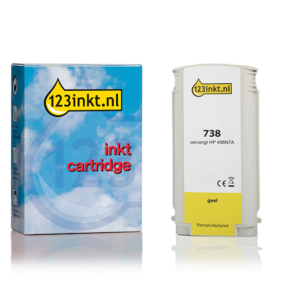 Varumärket 123ink ersätter HP 738 (498N7A) gul bläckpatron 498N7AC 093285 - 1