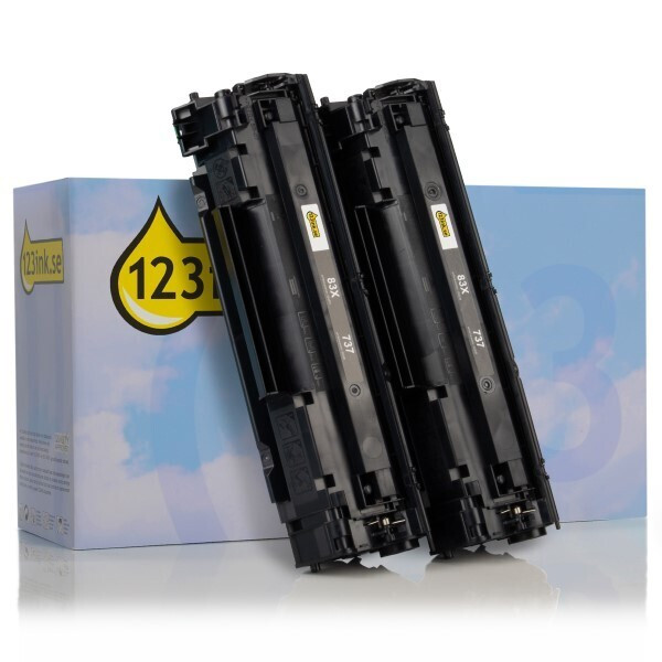 Varumärket 123ink ersätter HP 83X (CF283XD) svart toner 2-pack CF283XDC 132180 - 1