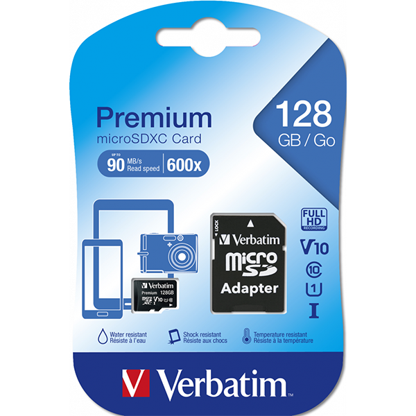 Verbatim Micro SDXC minneskort + adapter 128GB | klass 10 | Verbatim $$ 44085 500172 - 1