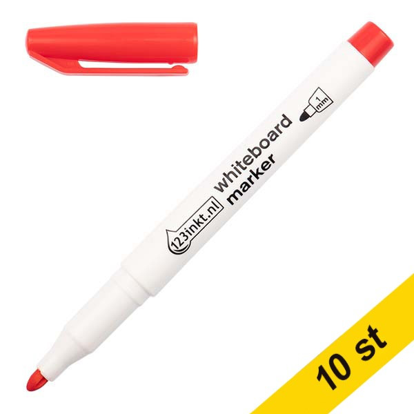 Whiteboardpenna 1.0mm | 123ink | röd | 10st⭐ 300895 - 1