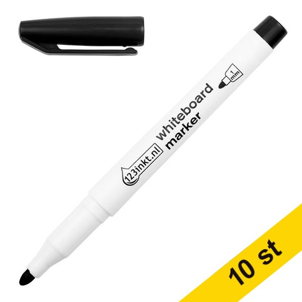Whiteboardpenna 1.0mm | 123ink | svart | 10st  300896 - 1