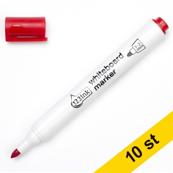 Whiteboardpenna 2.5mm | 123ink | röd | 10st  300394 - 1