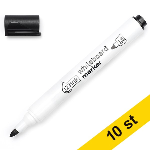Whiteboardpenna 2.5mm | 123ink | svart | 10st  300393 - 1