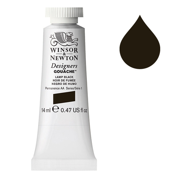 Winsor & Newton Designers Gouache 337 Lamp Black | 14 ml 0605337 410642 - 1