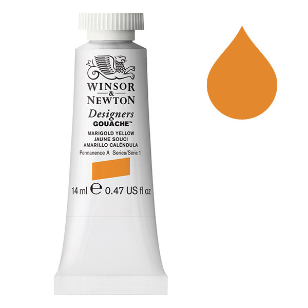 Winsor & Newton Designers Gouache 384 Marigold Yellow | 14 ml 0605384 410637 - 1