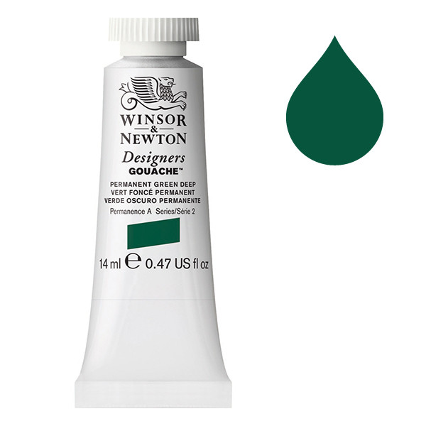 Winsor & Newton Designers Gouache 482 Permanent Green Deep | 14 ml 0605482 410631 - 1