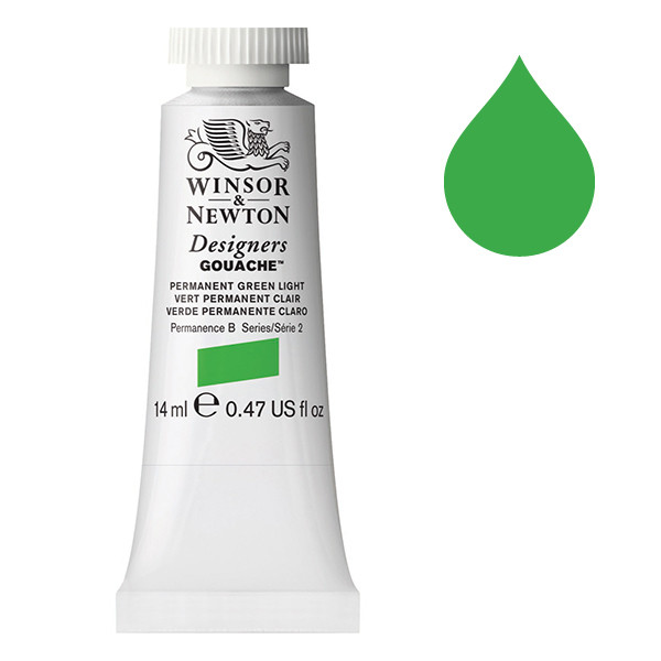 Winsor & Newton Designers Gouache 483 Permanent Green Light | 14 ml 0605483 410630 - 1